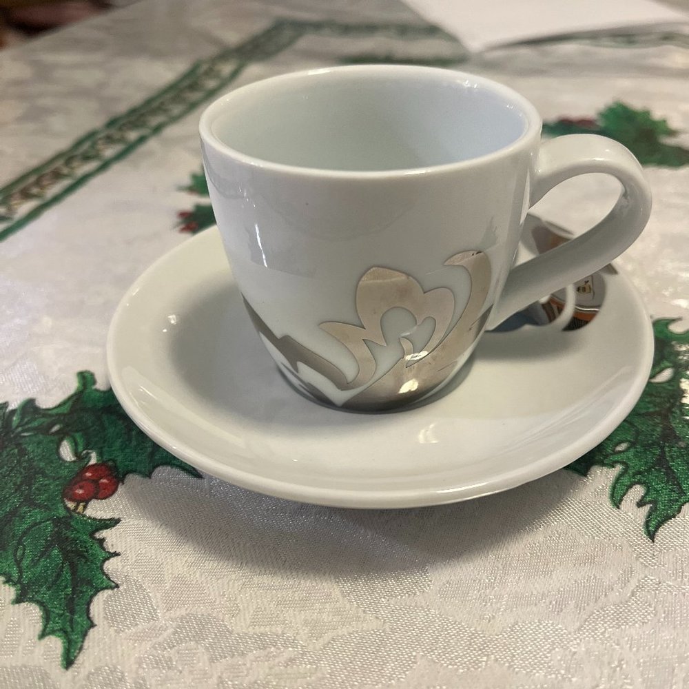 New in the box Macy's Cellar set of two Demitasse Coffee Cups & Saucers